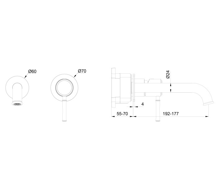 Смеситель для раковины встраиваемый, Wonzon & Woghand Tor, WW-88869073-RG цвет: розовое золото