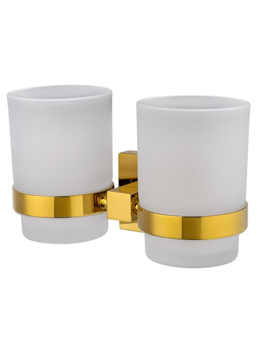 Два стакана для зубных щеток с держателем, Wonzon &amp; Woghand Polo, WW-8928-DG цвет: золото