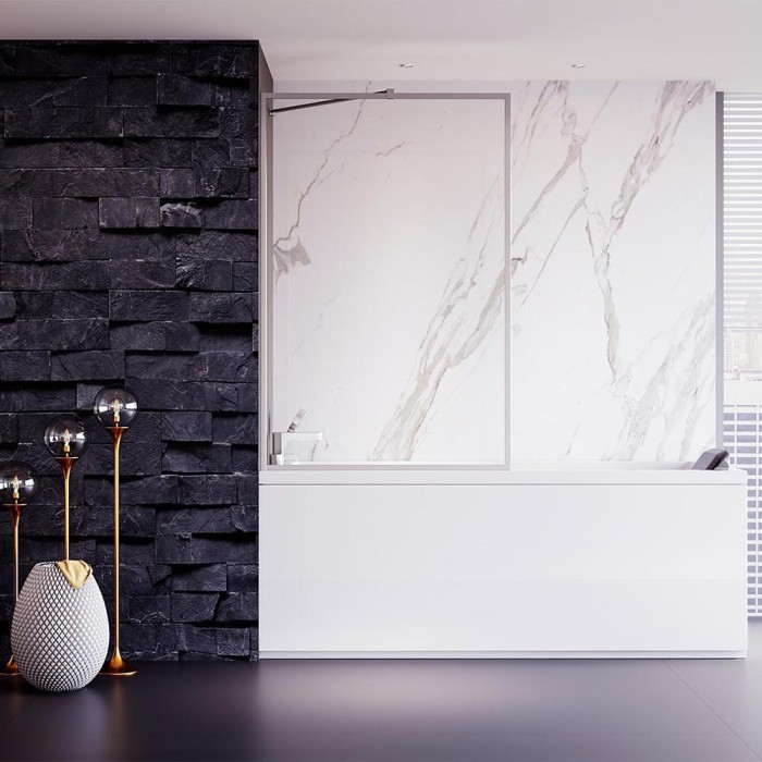 Шторка на ванну 900x1500, Veconi Palau, хром, стекло прозрачное арт. PL85-90-01-C7