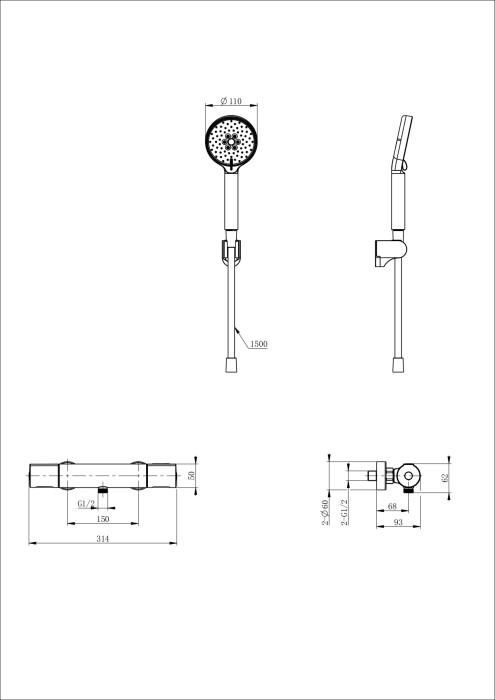 Смеситель для душа с термостатом, Wonzon & Woghand Inn, WW-A2006-A-MW цвет: белый
