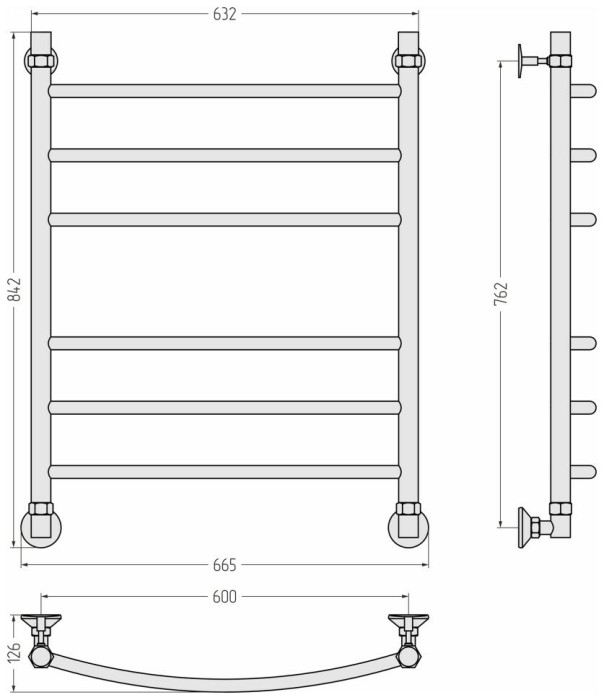 Стилье Водяной полотенцесушитель 800x600, Аксиома-20, 00662-8060 цвет: без покрытия