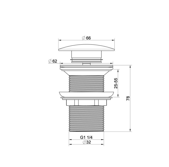 Донный клапан для раковины 1 1/4, Wonzon & Woghand, WW-88SS02-MB цвет: черный