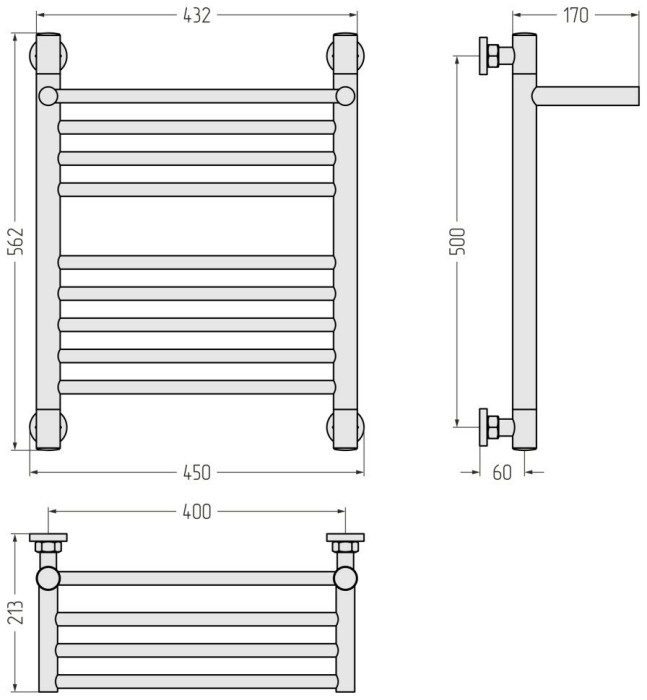 Сунержа Водяной полотенцесушитель 500x400, Богема+ с 1 полкой, 00-0223-5040 цвет: без покрытия