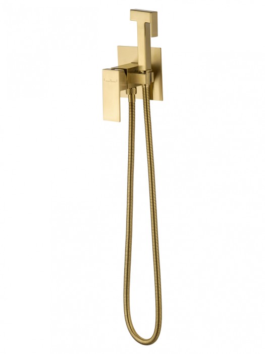 Смеситель с гигиеническим душем встраиваемый, Wonzon &amp; Woghand Cube, WW-88829016-BG цвет: золото