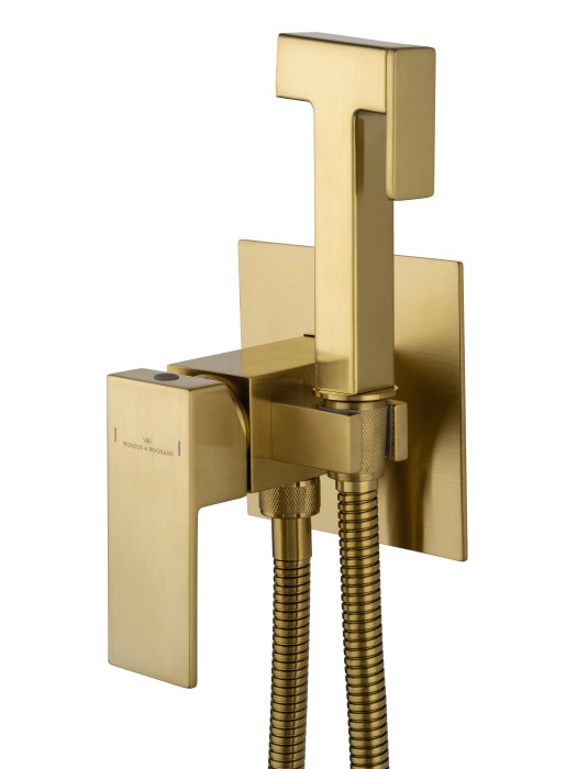 Смеситель с гигиеническим душем встраиваемый, Wonzon & Woghand Cube, WW-88829016-BG цвет: золото