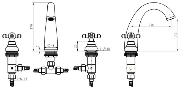 Смеситель для раковины, хром, Сamelia Boheme 277-Camelia