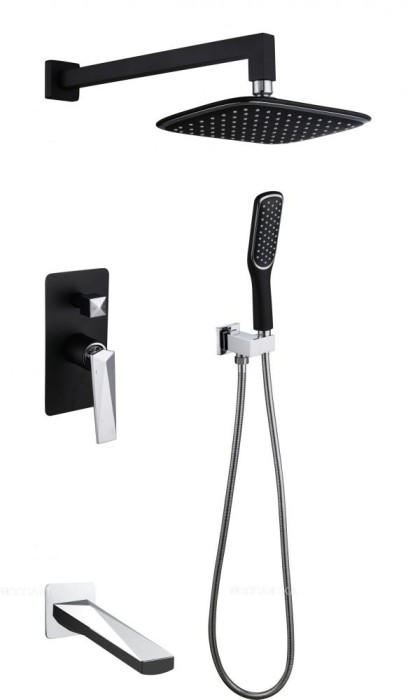 Смеситель встроенный с изливом ChromeBlack Venturo Boheme 374-2-B