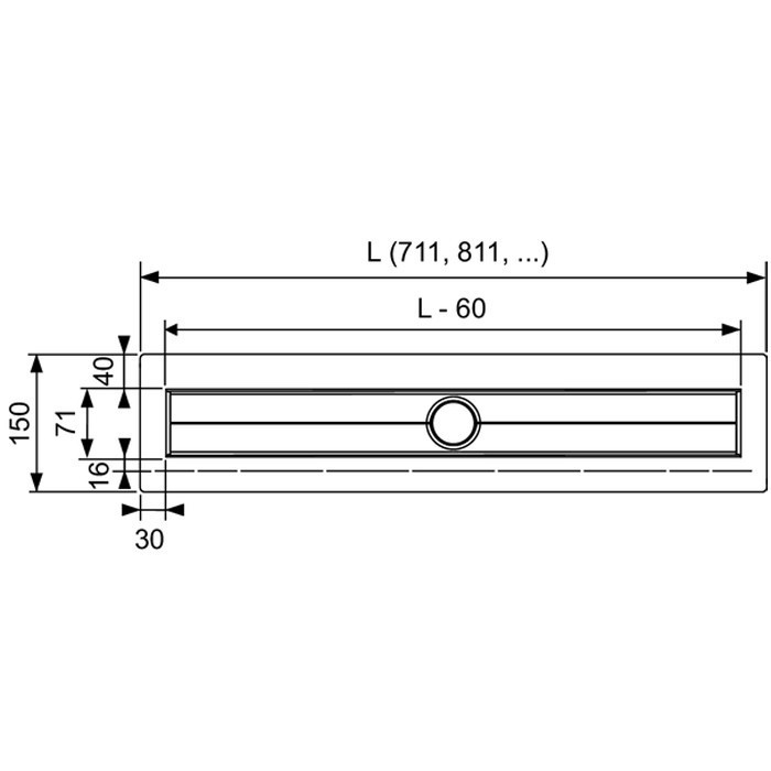 Комплект душевого трапа 1500 мм из нержавеющей, для пристенного монтажа, drainline TECE арт. 601501 650002 660017 660003 660005 601570