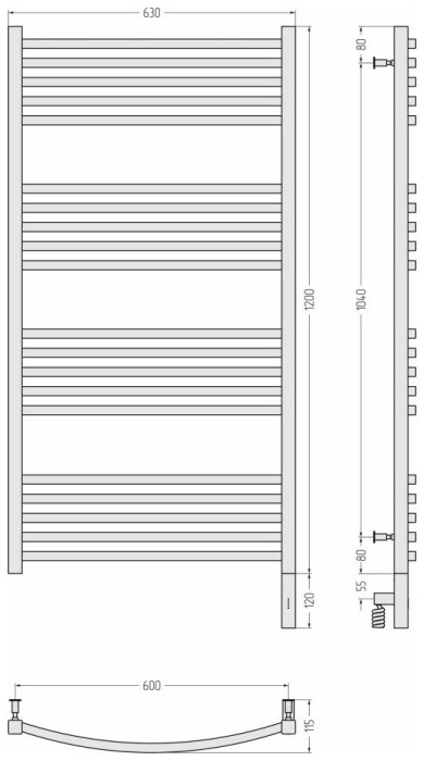 Сунержа Электрический полотенцесушитель 1200x600, Аркус 3.0, 12-5705-1260 цвет: белый