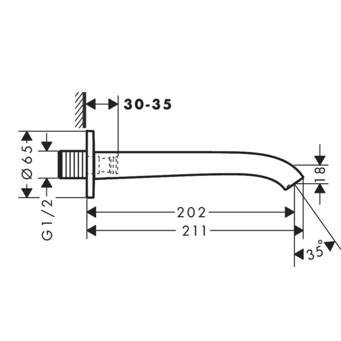 Излив для ванны, Hansgrohe Vivenis, хром арт. 75410000