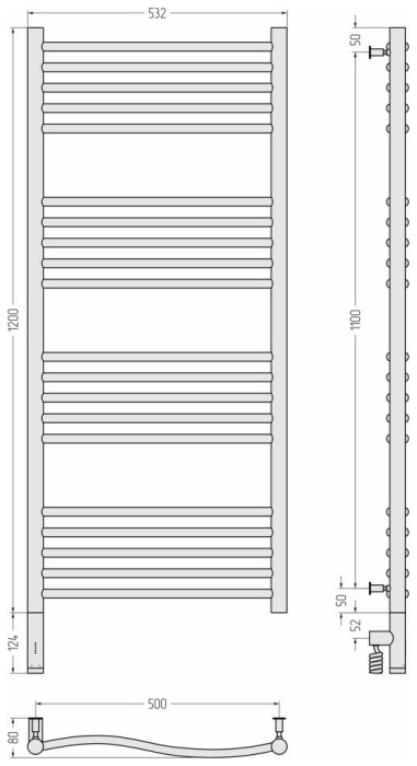 Сунержа Электрический полотенцесушитель 1000x500, Флюид 3.0, 00-5820-1250 цвет: без покрытия