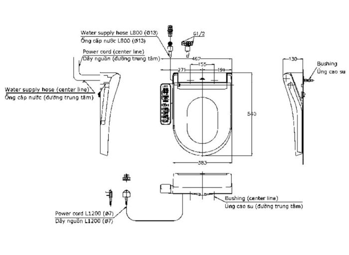 Унитаз подвесной TOTO RP CW542E 58см сиденье Washlet TCF33370, скрытый монтаж, цвет белый