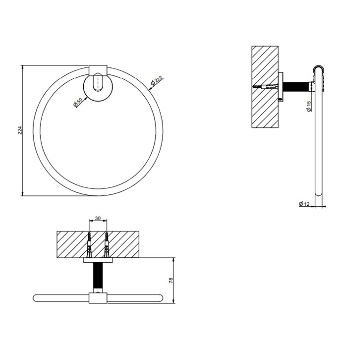 Полотенцедержатель-кольцо, подвесной, Gessi Ingranaggio, хром арт. 63909#031
