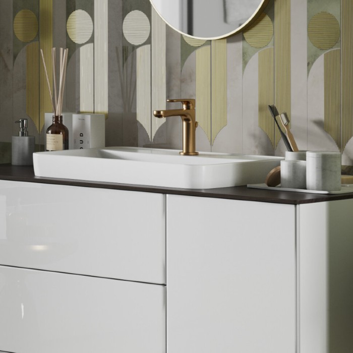 Однорычажный смеситель для раковины без донного клапана 3/8, Ole Kerama Marazzi, золото - 69412KM.M0.071