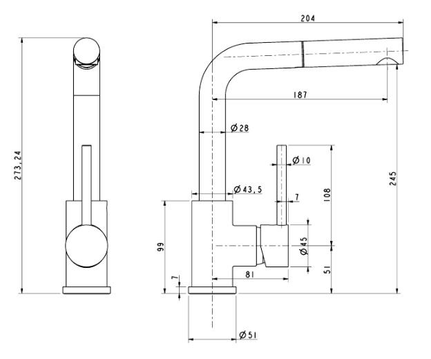 Смеситель для кухни  Paulmark KASSEL, антрацит полностью - Ka214311-401TB