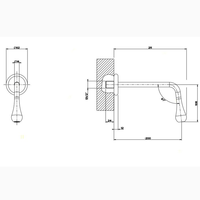 Настенный излив 200мм, для монтажа с удаленным управлением 33700/33743 (не входит в комплект), Gessi Goccia, хром арт. 33715#031