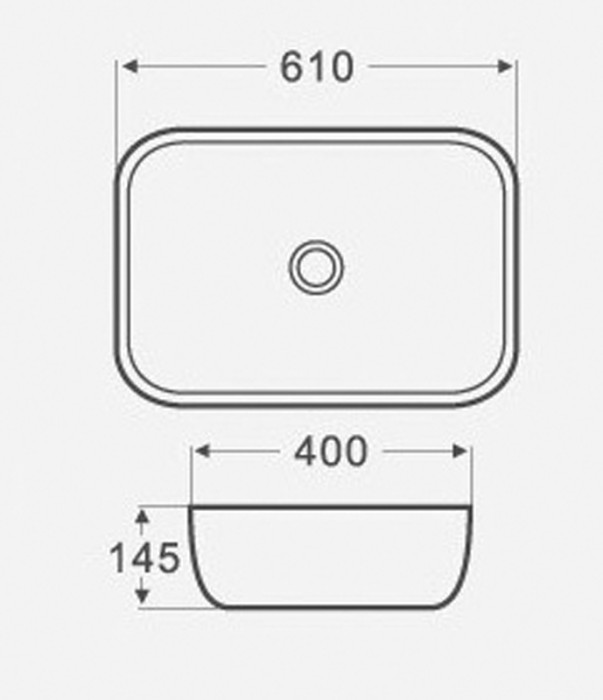 Раковина 600х400х145 накладная, белая, Azario - AZ-2143P