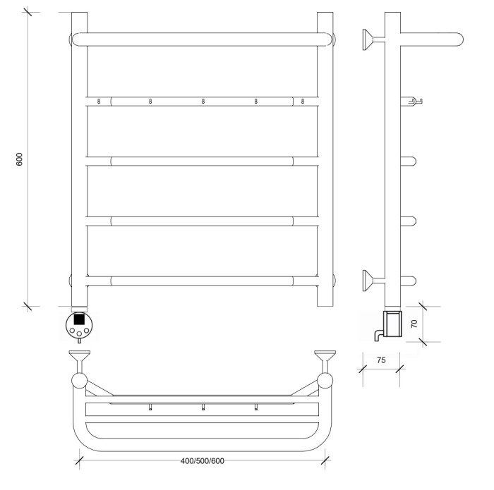 Полотенцесушитель электрический 60x50 Агата 1 КСП Secado арт. 4673739231364