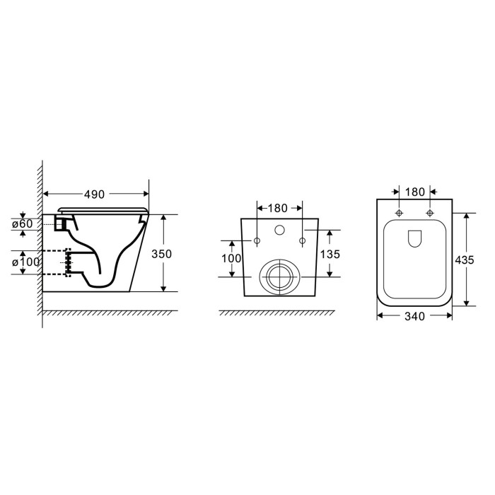 Подвесной унитаз 340х490х350 безободковый, слив "торнадо", в комплекте с сидением микролифт, Azario Vetro арт. AZ-0052-UQ3