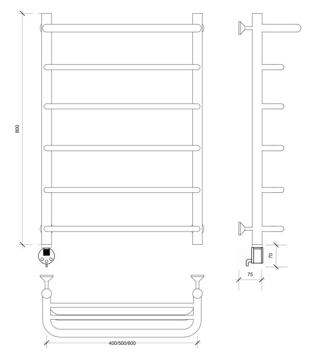 Полотенцесушитель электрический 80x50 Мерида 1 СП Secado арт. 4673739235553