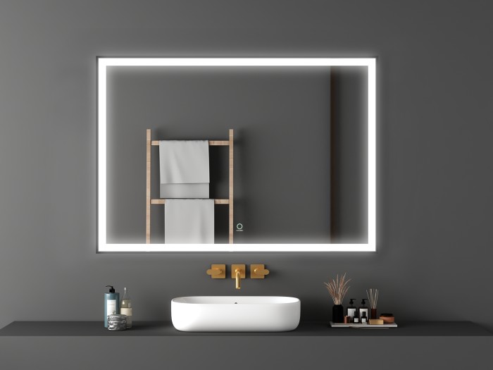 Зеркало 1000х700 сенсорный выключатель с функцией диммера, в алюминиевом корпусе черного цвета, Azario Viva - AZ-Z-059CS