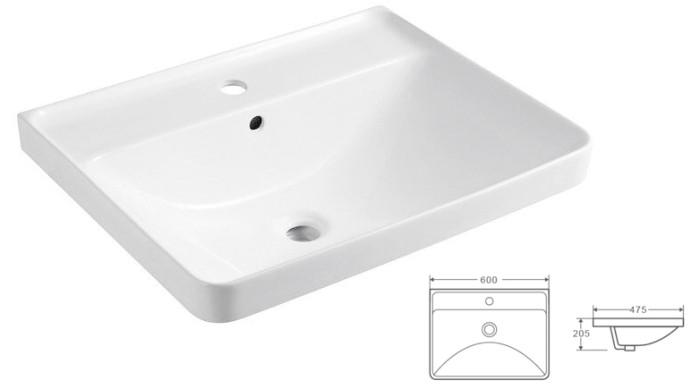 Тумба 60 600х460х670 подвесная с раковиной Monte tx 60 белый, Azario Мила - CS00080140