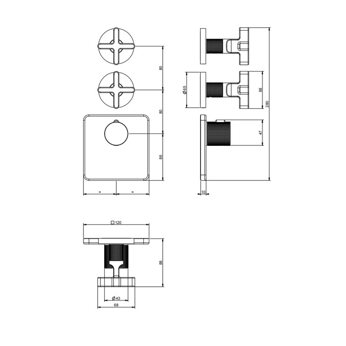 Смеситель для душа, встраиваемый, термостатический, резьба 3/4", Gessi Inciso, black xl арт. 58344#299