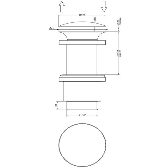 Автоматический донный клапан “Stop&Go” для раковины без перелива, Gessi, 01423#031 цвет: хром