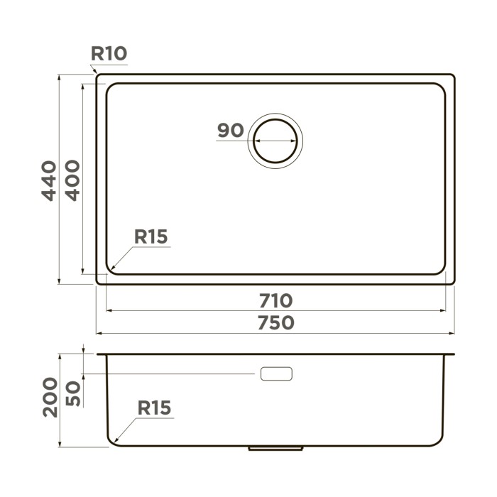 Кухонная мойка Omoikiri Tadzava 75-U, цвет I Ultra 15-IN нерж. сталь, цвет нержавеющая сталь арт. 4997119