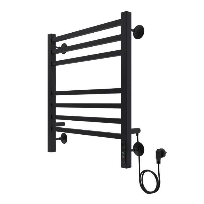 Полотенцесушитель электрический 500/600 квадрат, 7 секций, диммер справа, черный, Ancona Azario - AZ71856B