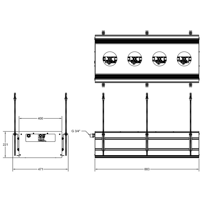 Профиль линейный 880 мм, для 4 модулей, установка Easy-Fix, Gessi Binario, black xl арт. 61127#299