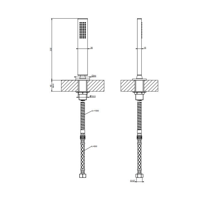 Душевая лейка выдвигающаяся, с держателем, Gessi Rettangolo, black xl арт. 20127#299