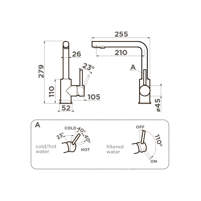 Смеситель для кухни Omoikiri Nakagawa 2 Plus-PA латунь, цвет пастила арт. 4994421