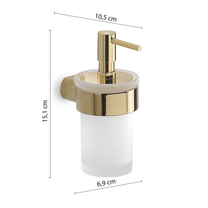 Настенный стеклянный дозатор с пластиковой помпой Pirenei Gedy, PI81(87) цвет: золото