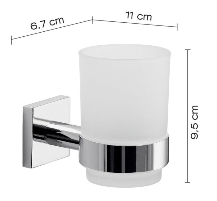 Настенный стеклянный стакан Fuji Gedy, FJ10(13) цвет: хром
