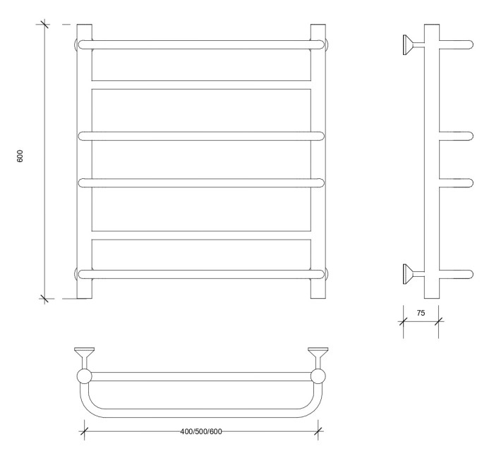 Полотенцесушитель водяной 60x40 Модена 2 (черный) Secado арт. 4603777482497