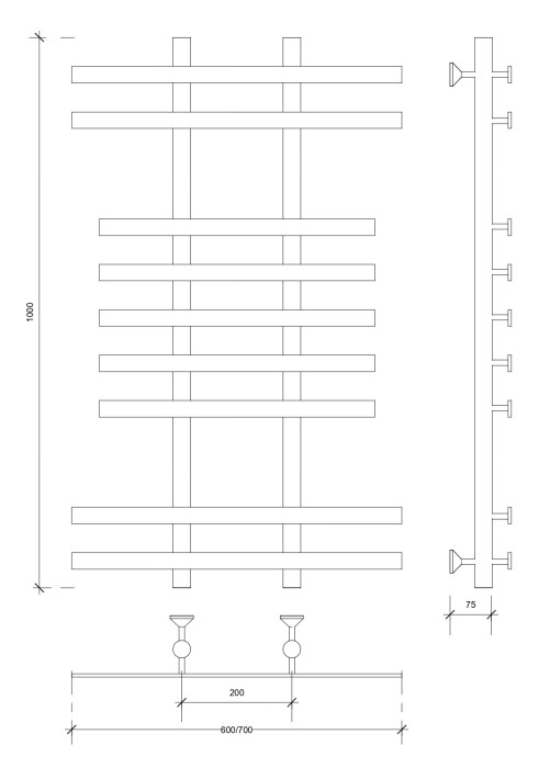 Полотенцесушитель водяной 100x20x70 Понтида 2 (хром) Secado арт. 4603777447694