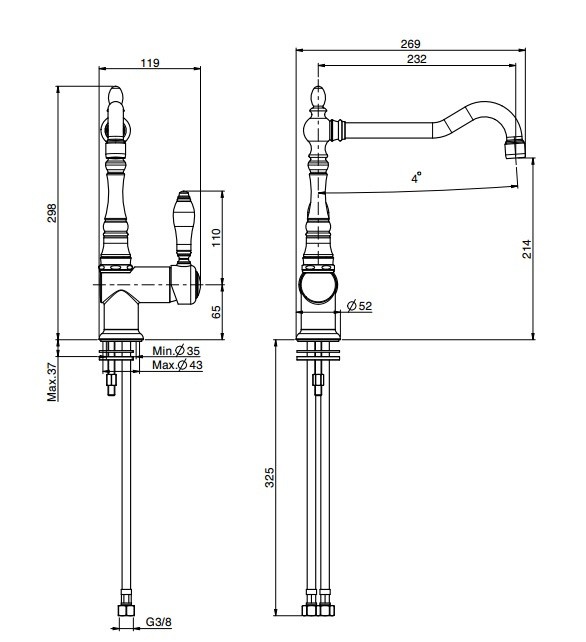 Fima Carlo Frattini Смеситель для кухни, вращающийся излив, Kitchen, F5417NCR цвет: хром