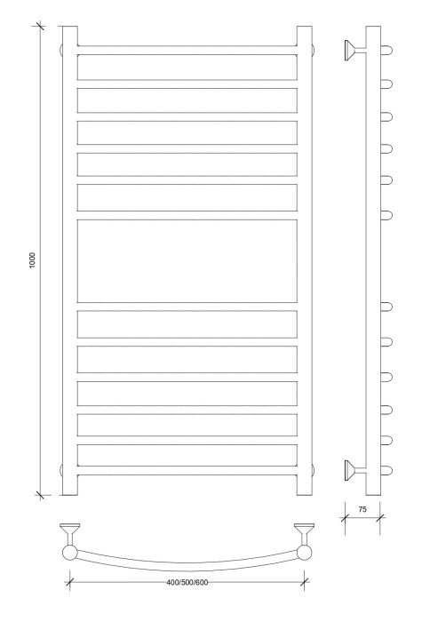 Полотенцесушитель водяной 100x40 Милан 4 (черный) Secado арт. 4673739226889
