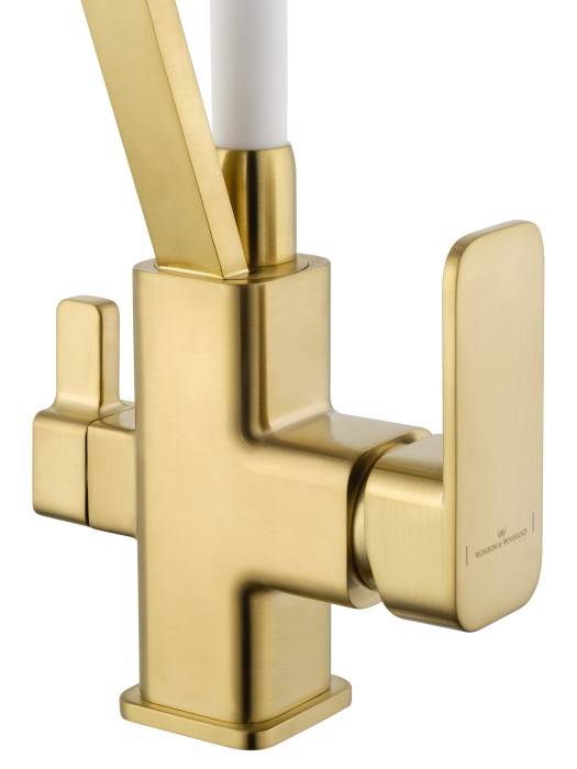 Смеситель для кухни с гибким изливом и подключением фильтра, Wonzon & Woghand, WW-88458013-BG(MW) цвет: золото