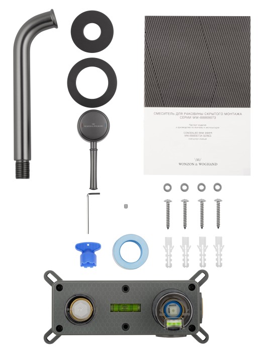 Смеситель для раковины встраиваемый, Wonzon & Woghand Tor, WW-88869073-BGM цвет: графит