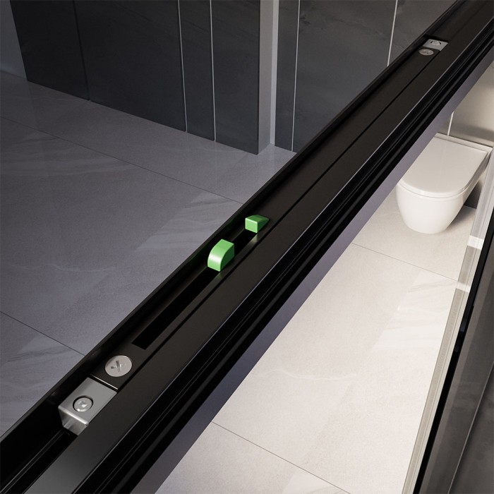 Душевая дверь 1200х2000, Veconi Premium Trento, черный матовый, стекло прозрачное арт. PTD30-B-120-01-C4