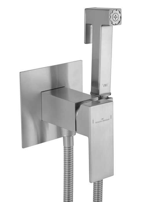 Смеситель с гигиеническим душем встраиваемый, Wonzon & Woghand Cube, WW-88829016-BN цвет: никель