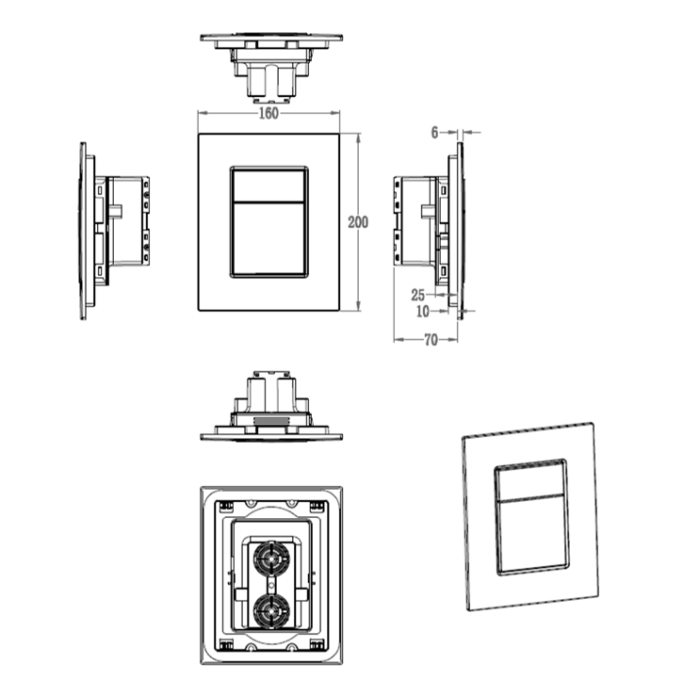 Кнопка смыва для инсталляции пневматическая, Wonzon & Woghand, WW-IB256-BGM цвет: графит