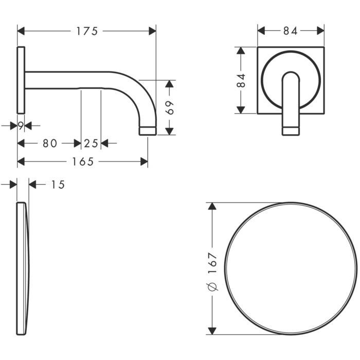Электронный смеситель для раковины настенный Uno Axor, шлифованный никель арт. 38119820