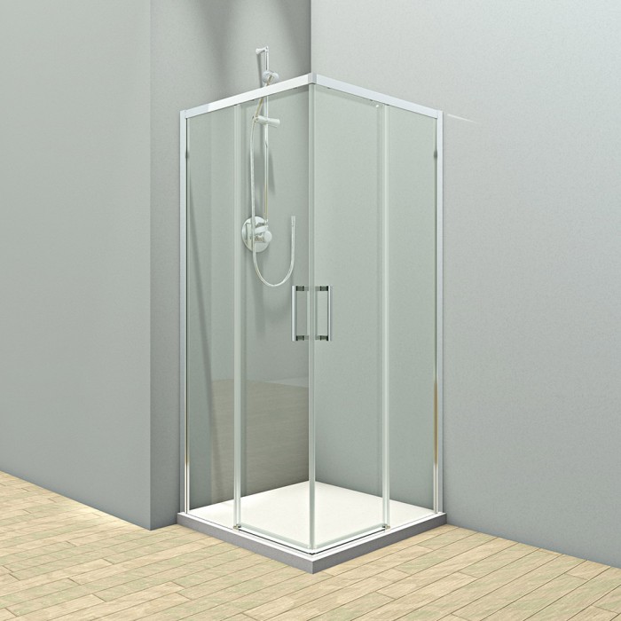 Душевой угол 800x800x1950, Veconi Rovigo, хром, стекло прозрачное арт. RV47-80-01-C4