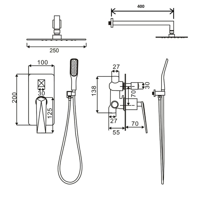 Смеситель встроенный с изливом WhiteChrome Venturo Boheme 374-2-W