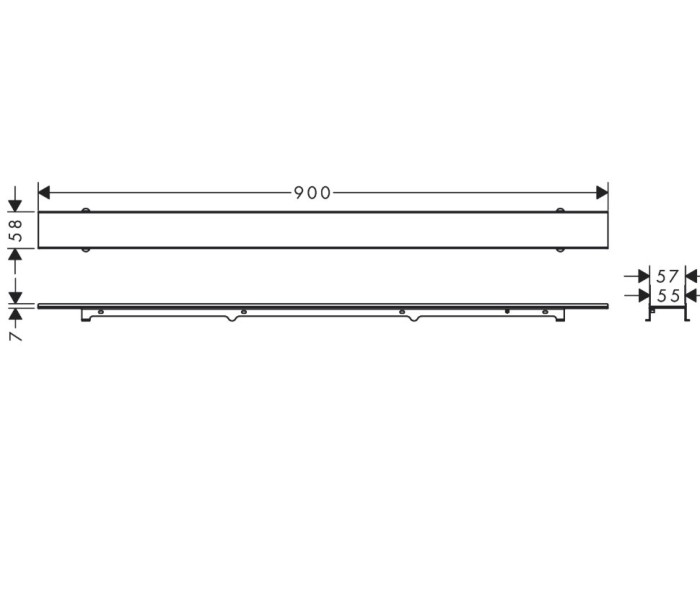 Внешняя часть трапа для душа Rock, 80 см, укорачиваемая, для облицовки RainDrain Rock Hansgrohe, плиткой арт. 56031000