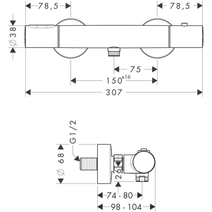 Термостат для душа Citterio M Axor, сталь арт. 34635800