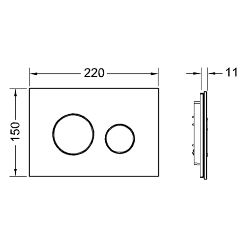 Панель смыва из черного стекла с двумя клавишами, золото, loop TECE арт. 9240658